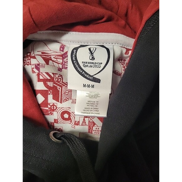 NWT Outerstuff Mens 2022 FIFA World Cup Premium Fleece Hoodie Black Red Qatar‎ M - Picture 11 of 13
